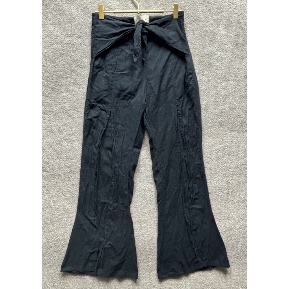 Cleobella Xico Wrap Pants Women Small Black Sheer Lightweight Split Wide Leg EUC